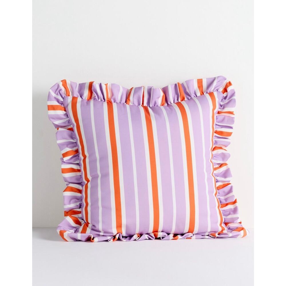 Anthropologie Maeve by Anthropologie Striped Ruffle Indoor/ Outdoor Pillow